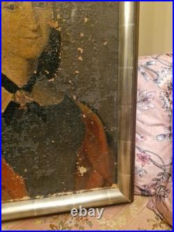 Peinture Ancienne Huile Sur Toile Représentant Un Portrait De Femme XIX Ème S