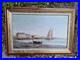 Peinture Ancienne, Huile Sur Toile Représentant Une Marine Signée