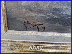 Peinture Ancienne, Huile Sur Toile Représentant Une Marine Signée