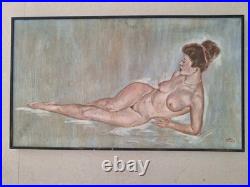 Peinture Ancienne Huile Sur Toile Scène De Genre Femme Tableau Encadré Signé