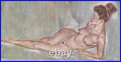 Peinture Ancienne Huile Sur Toile Scène De Genre Femme Tableau Encadré Signé