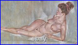 Peinture Ancienne Huile Sur Toile Scène De Genre Femme Tableau Encadré Signé