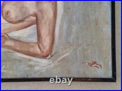 Peinture Ancienne Huile Sur Toile Scène De Genre Femme Tableau Encadré Signé