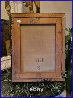 Peinture Ancienne, Huile Sur Toile Scène Romantique Signée