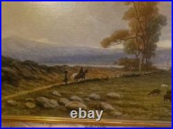 Peinture Ancienne, Huile Sur Toile Signée Représentant Un Troupeau De Moutons