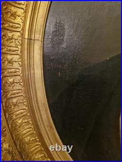Peinture Ancienne, Portrait De Notaire Huile Sur Toile Encadrée 19 Ème S
