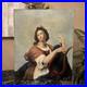 Peinture Ancienne Représentant Une Femme À La Lyre, XIX Eme, Huile Sur Toile