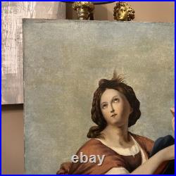 Peinture Ancienne Représentant Une Femme À La Lyre, XIX Eme, Huile Sur Toile