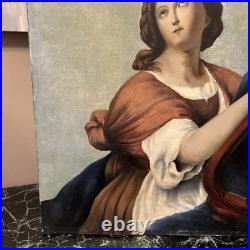 Peinture Ancienne Représentant Une Femme À La Lyre, XIX Eme, Huile Sur Toile