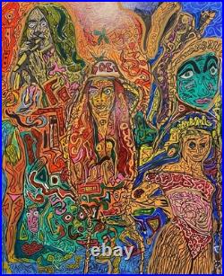 Peinture Art Brut, Ouvre Originale, Peinture Acrylique 60x50cm, Art