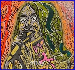 Peinture Art Brut, Ouvre Originale, Peinture Acrylique 60x50cm, Art