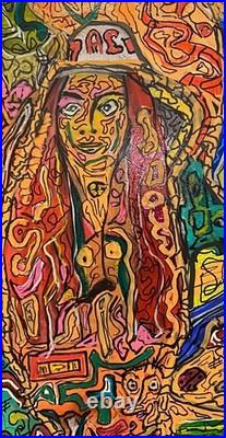 Peinture Art Brut, Ouvre Originale, Peinture Acrylique 60x50cm, Art