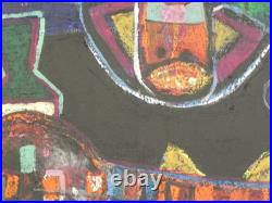 Peinture Composition Sur Toile Signee Agustin Ubeda 1925-2007