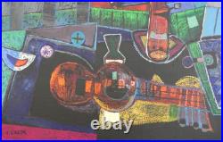 Peinture Composition Sur Toile Signee Agustin Ubeda 1925-2007