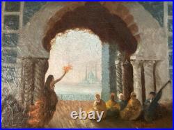 Peinture Copie Félix Ziem Sérail à Constantinople danse Orientalisme 1914 Ancien