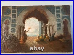 Peinture Copie Félix Ziem Sérail à Constantinople danse Orientalisme 1914 Ancien
