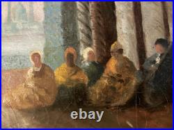 Peinture Copie Félix Ziem Sérail à Constantinople danse Orientalisme 1914 Ancien