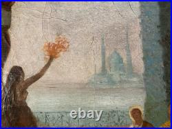 Peinture Copie Félix Ziem Sérail à Constantinople danse Orientalisme 1914 Ancien