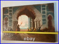Peinture Copie Félix Ziem Sérail à Constantinople danse Orientalisme 1914 Ancien