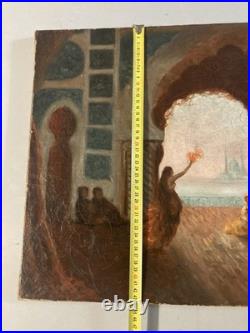 Peinture Copie Félix Ziem Sérail à Constantinople danse Orientalisme 1914 Ancien