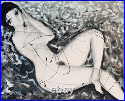 Peinture Femme nue Huile sur toile Hrasarkos Certificat authenticité 73x60 cm XL