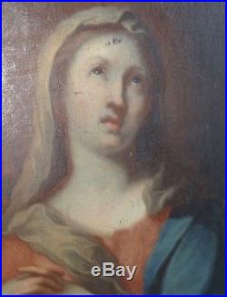 Peinture HST Mater Dolorosa Vierge de prière école italienne ou française