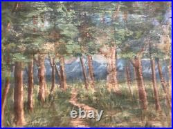 Peinture Huile Sur Toile 1950 Forêt Landes Recto Verso Eglise Art A Identifier