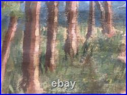 Peinture Huile Sur Toile 1950 Forêt Landes Recto Verso Eglise Art A Identifier