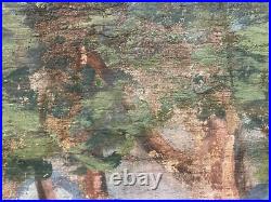 Peinture Huile Sur Toile 1950 Forêt Landes Recto Verso Eglise Art A Identifier