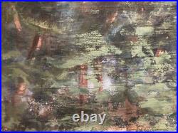 Peinture Huile Sur Toile 1950 Forêt Landes Recto Verso Eglise Art A Identifier
