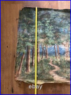 Peinture Huile Sur Toile 1950 Forêt Landes Recto Verso Eglise Art A Identifier