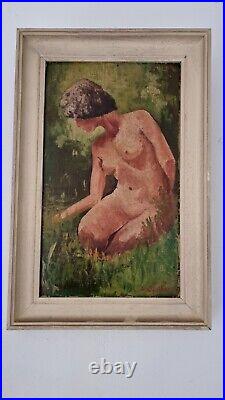 Peinture Huile Sur Toile Femme Nue, vintage painting oil on canvas nude woman