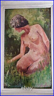 Peinture Huile Sur Toile Femme Nue, vintage painting oil on canvas nude woman