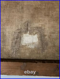 Peinture Huile Sur Toile JF Thevenin Statue Jardin Sculpture Arbre 1920 Art