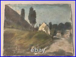 Peinture Huile Sur Toile Maison Paysage Arbre Bretagne 1930 Ancien A Identifier