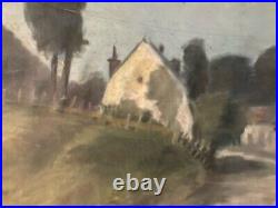 Peinture Huile Sur Toile Maison Paysage Arbre Bretagne 1930 Ancien A Identifier