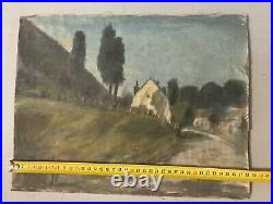 Peinture Huile Sur Toile Maison Paysage Arbre Bretagne 1930 Ancien A Identifier