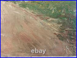 Peinture Huile Sur Toile Montagne Paille Foin Champ Paysan 1950 À Identifier Art