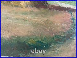 Peinture Huile Sur Toile Montagne Paille Foin Champ Paysan 1950 À Identifier Art