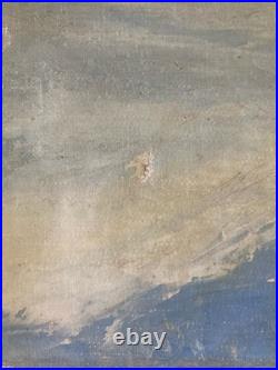 Peinture Huile Sur Toile Montagne Paille Foin Champ Paysan 1950 À Identifier Art