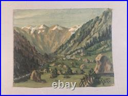 Peinture Huile Sur Toile Montagne Pyrénées Art Atelier 1950 Paysage Rocher