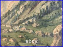 Peinture Huile Sur Toile Montagne Pyrénées Art Atelier 1950 Paysage Rocher