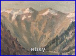 Peinture Huile Sur Toile Montagne Pyrénées Art Atelier 1950 Paysage Rocher
