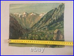 Peinture Huile Sur Toile Montagne Pyrénées Art Atelier 1950 Paysage Rocher