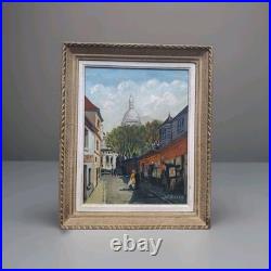 Peinture Huile Sur Toile Paris vue de Montmartre Le Sacré Cour Tableau Encadré