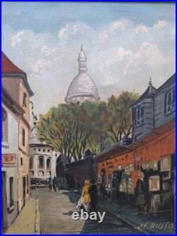 Peinture Huile Sur Toile Paris vue de Montmartre Le Sacré Cour Tableau Encadré