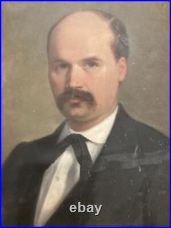 Peinture Huile Sur Toile Portrait Homme Moustache 1890 Durand A Identifier Art
