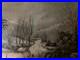 Peinture Huile Sur Toile Scène De Village Neige W H Fletcher Paysage XIXe Ancien