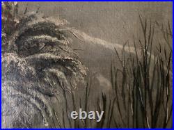 Peinture Huile Sur Toile Scène De Village Neige W H Fletcher Paysage XIXe Ancien