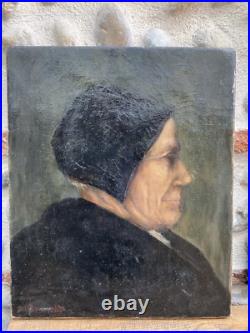 Peinture Huile Sur Toile Signé marguerite jacquelin Portrait mouche curiosité